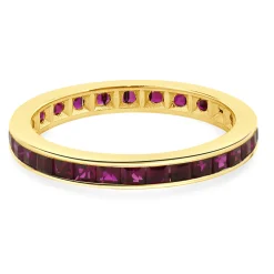 14 Karat Yellow Gold Lab Grown Ruby Eternity Band