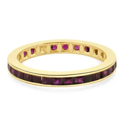 14 Karat Yellow Gold Lab Grown Ruby Eternity Band