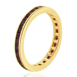 14 Karat Yellow Gold Lab Grown Ruby Eternity Band