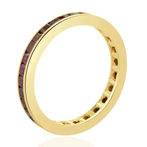 14 Karat Yellow Gold Lab Grown Ruby Eternity Band