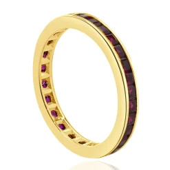 14 Karat Yellow Gold Lab Grown Ruby Eternity Band