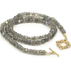 14 Karat Yellow Gold Labradorite Beaded Necklace