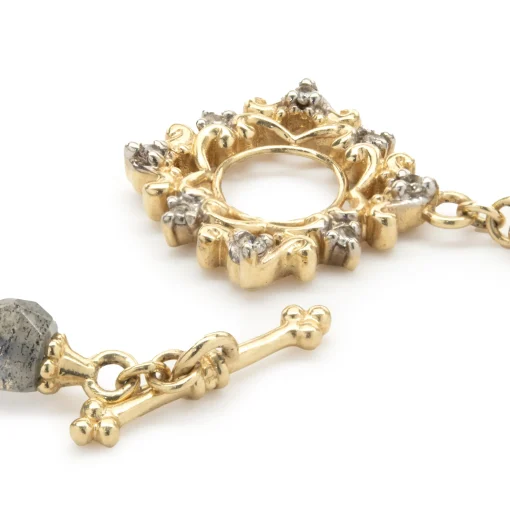 14 Karat Yellow Gold Labradorite Beaded Necklace