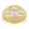 14 Karat Yellow Gold Marquise Cut Pave Diamond Dome Ring
