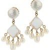 14 Karat Yellow Gold Mother of Pearl Earrings with Potato Pearl Drops