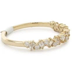 14 Karat Yellow Gold Multi Shape Diamond Staggered Band