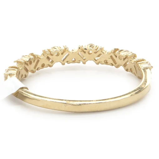 14 Karat Yellow Gold Multi Shape Diamond Staggered Band