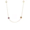 14 Karat Yellow Gold Multi-Gemstone Station Necklace