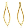 14 Karat Yellow Gold Navette Twist Hoop Earrings