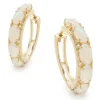 14 Karat Yellow Gold Opal Huggie Hoop Earrings