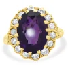 10 Karat Yellow Gold Oval Amethyst and Diamond Cocktail Ring