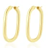 18 Karat Yellow Gold Oval Tube Hoop Earrings