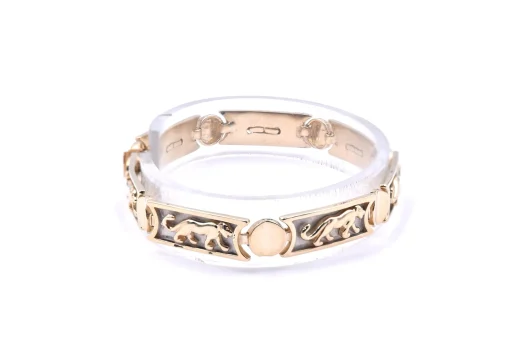 14 Karat Yellow Gold Panther Link Bracelet