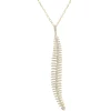 18 Karat Yellow Gold Pave Diamond Feather Drop Necklace