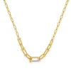14 Karat Yellow Gold Pave Diamond Hardwear Station Necklace
