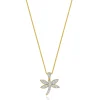 14 Karat Yellow Gold Pave Diamond Dragonfly Necklace