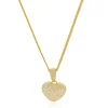 18 Karat Yellow Gold Pave Diamond Puffed Heart Necklace