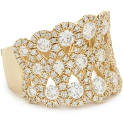 14 Karat Yellow Gold Pave Diamond Lace Ring