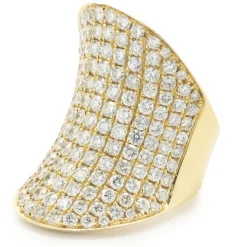 18 Karat Yellow Gold Pave Diamond Saddle Ring