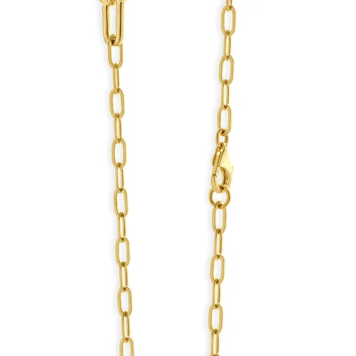 14 Karat Yellow Gold Pave Diamond Hardwear Station Necklace