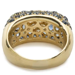 18 Karat Yellow Gold Pave Sapphire and Diamond Ring