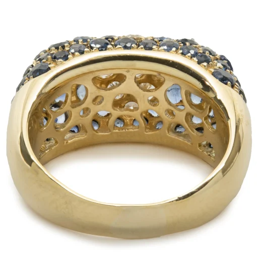 18 Karat Yellow Gold Pave Sapphire and Diamond Ring