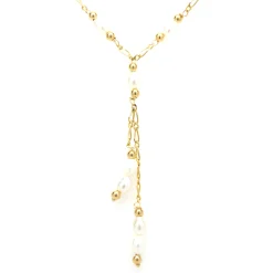 14 Karat Yellow Gold Pearl By The Yard Lariat Necklace