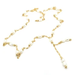 14 Karat Yellow Gold Pearl By The Yard Lariat Necklace