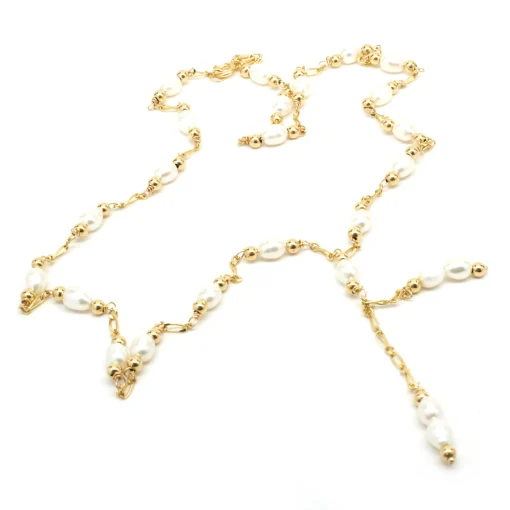14 Karat Yellow Gold Pearl By The Yard Lariat Necklace