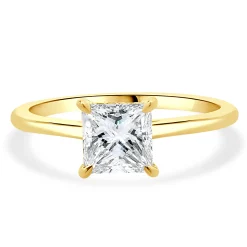 14 Karat Yellow Gold Princess Cut Diamond Engagement Ring