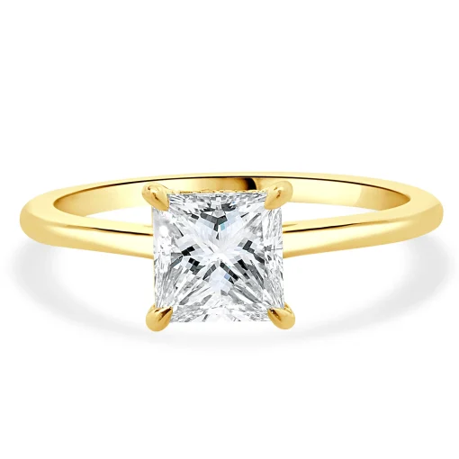 14 Karat Yellow Gold Princess Cut Diamond Engagement Ring