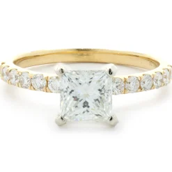 14 Karat Yellow Gold Princess Cut Diamond Engagement Ring