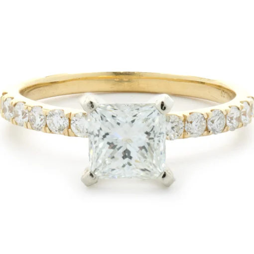 14 Karat Yellow Gold Princess Cut Diamond Engagement Ring