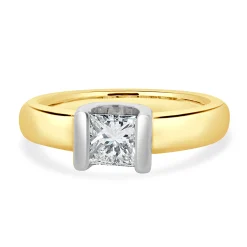 14 Karat Yellow Gold Princess Cut Diamond Engagement Ring