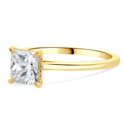 14 Karat Yellow Gold Princess Cut Diamond Engagement Ring