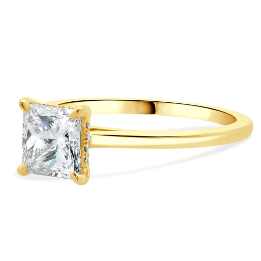 14 Karat Yellow Gold Princess Cut Diamond Engagement Ring