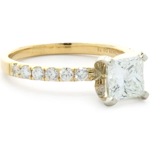 14 Karat Yellow Gold Princess Cut Diamond Engagement Ring