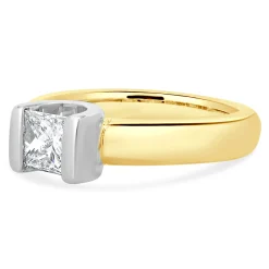 14 Karat Yellow Gold Princess Cut Diamond Engagement Ring