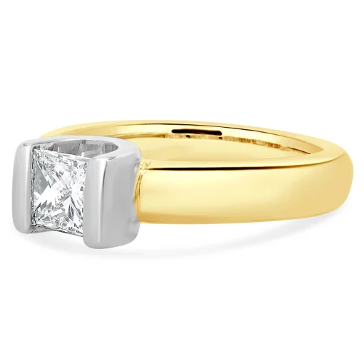 14 Karat Yellow Gold Princess Cut Diamond Engagement Ring