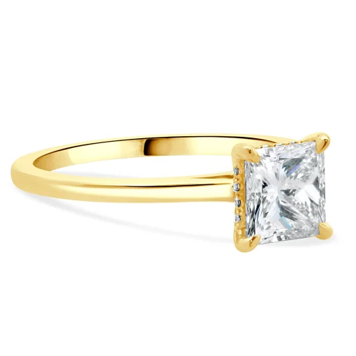 14 Karat Yellow Gold Princess Cut Diamond Engagement Ring