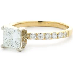 14 Karat Yellow Gold Princess Cut Diamond Engagement Ring
