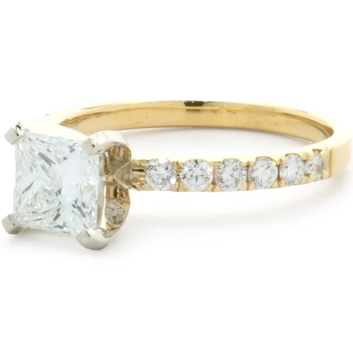 14 Karat Yellow Gold Princess Cut Diamond Engagement Ring