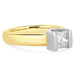 14 Karat Yellow Gold Princess Cut Diamond Engagement Ring