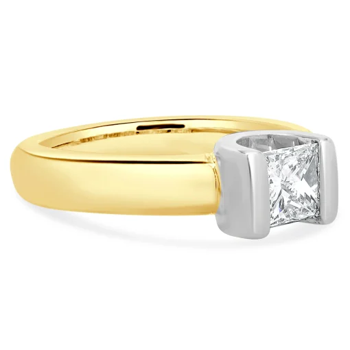 14 Karat Yellow Gold Princess Cut Diamond Engagement Ring