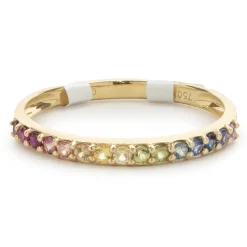 18 Karat Yellow Gold Rainbow Sapphire Band
