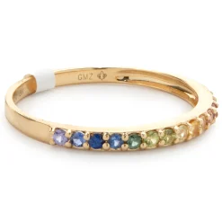 18 Karat Yellow Gold Rainbow Sapphire Band