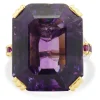 14 Karat Yellow Gold Retro Amethyst and Diamond Cocktail Ring