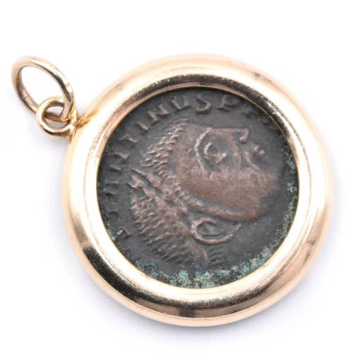 14 Karat Yellow Gold Roman Coin Pendant
