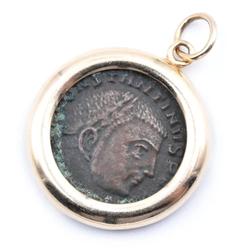 14 Karat Yellow Gold Roman Coin Pendant