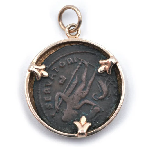 14 Karat Yellow Gold Roman Coin Pendant